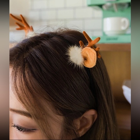 🦌 Awesome Elk Reindeer Deer Antler Pompom Headband Headdress 🦌 - Picture 4 of 7